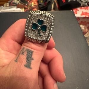 Silver and Green Replica 2008 Celtics/Kevin Garnett World Champions Ring Size 9